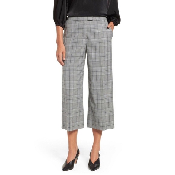Plaid wide leg cropped pants Clearance